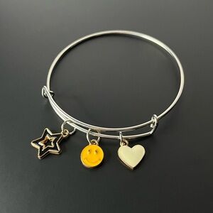 Silver Charm Bracelet with Star, Smiley, and Heart